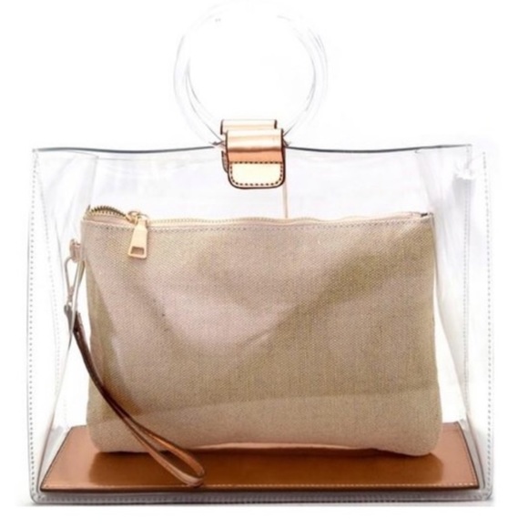 Madison West CLEAR PVC BAG CROSSBODY BAG, pouch included. NWT - Picture 3 of 10